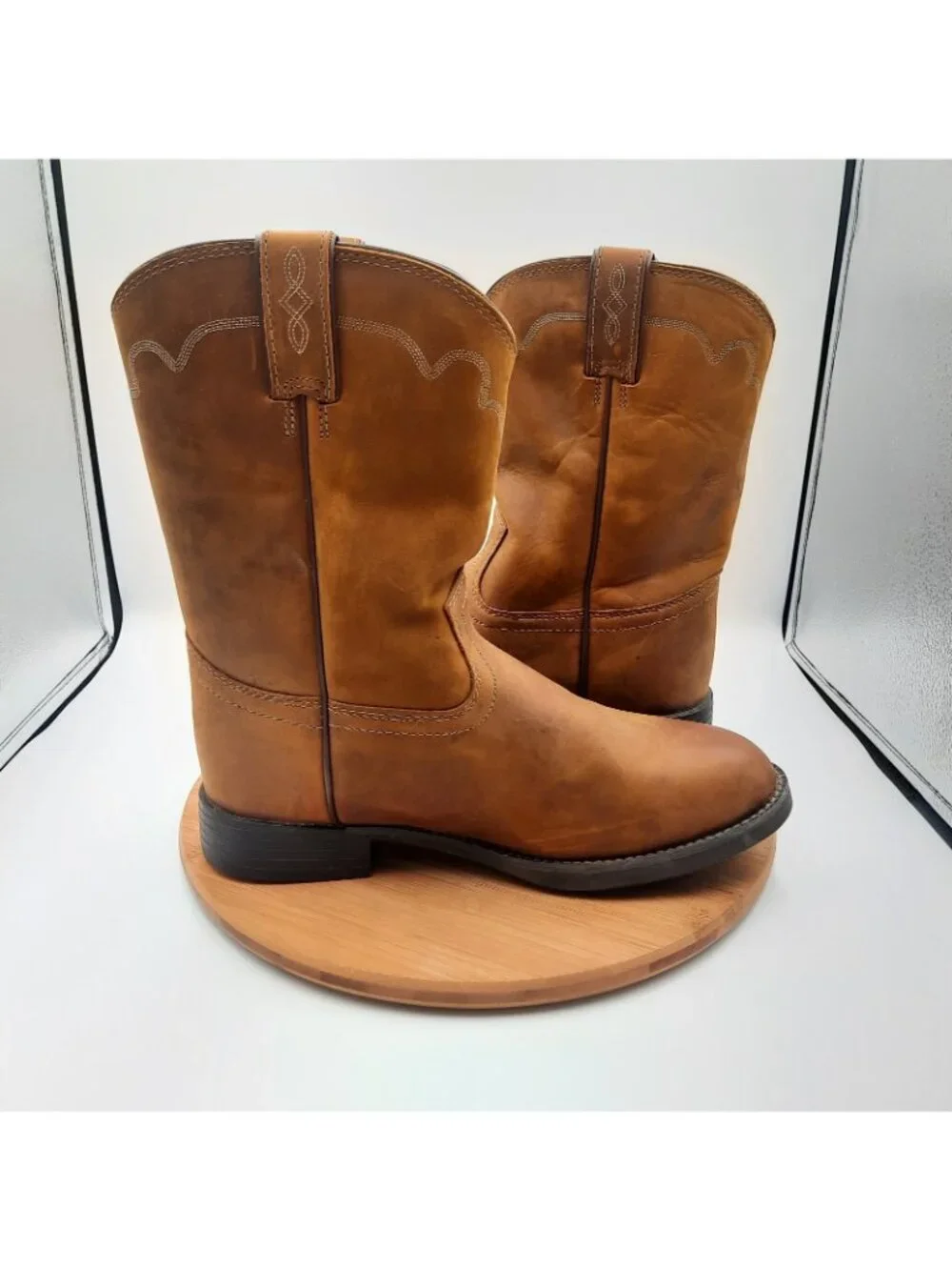 Justin Boots Jeb 3902 Mens Size 11 2E Wide Brown Leather Western Work Cowboy